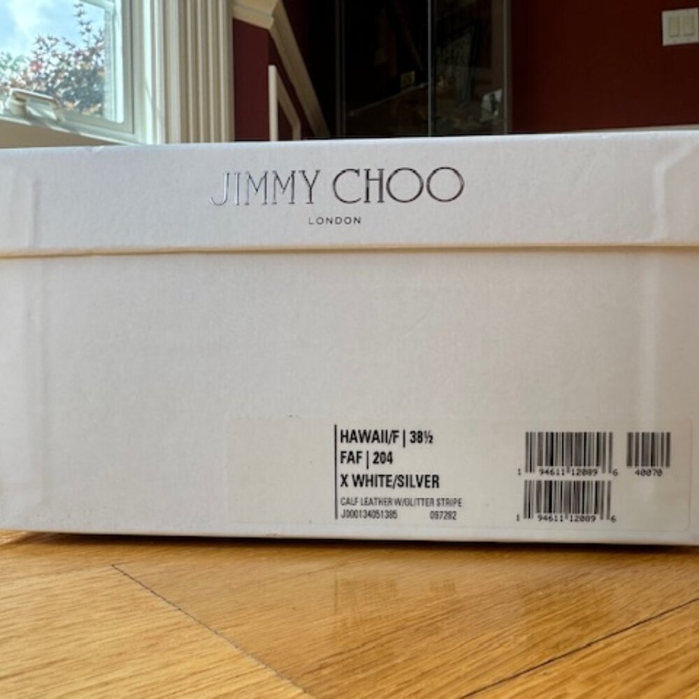 Jimmy Choo Hawaii/F White Leather Sneakers Size 38.5